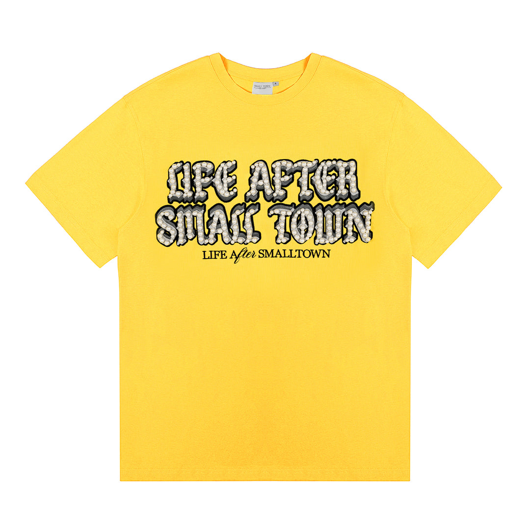 Small Town Kid Pearl Embroidered Leather Patch Tee | Face 3 Face