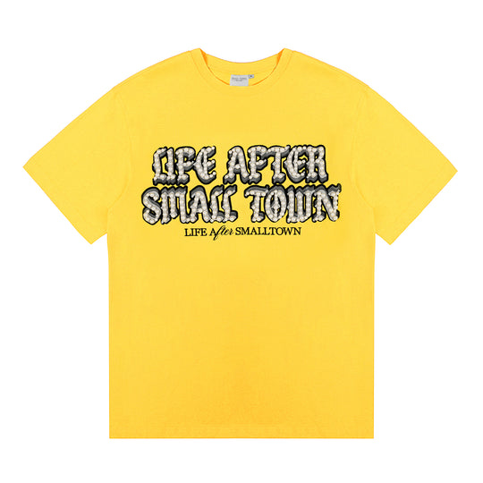 Small Town Kid Pearl Embroidered Leather Patch Tee | Face 3 Face