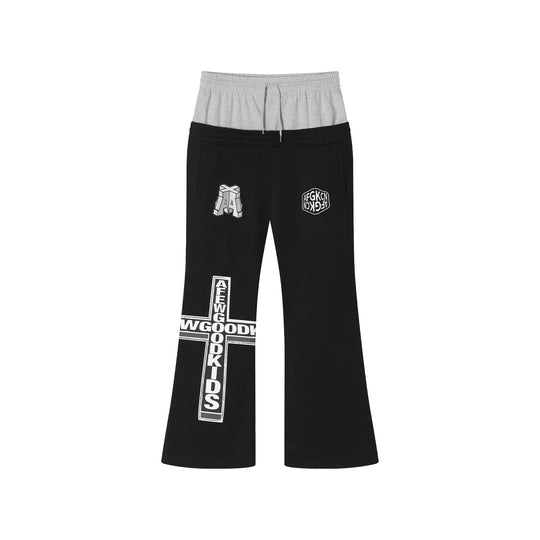 AFGK Two-Piece Layered Double Waist Drawstring Sweatpants | Face 3 Face