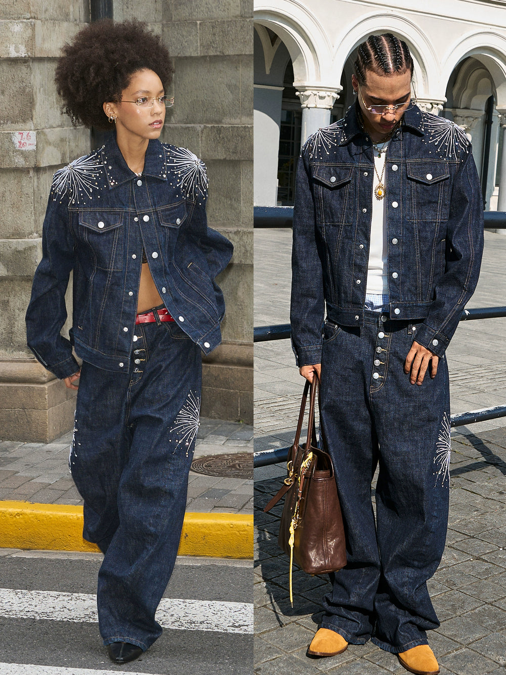 STEEPC Fireworks Rhinestone Denim Jacket | Face 3 Face