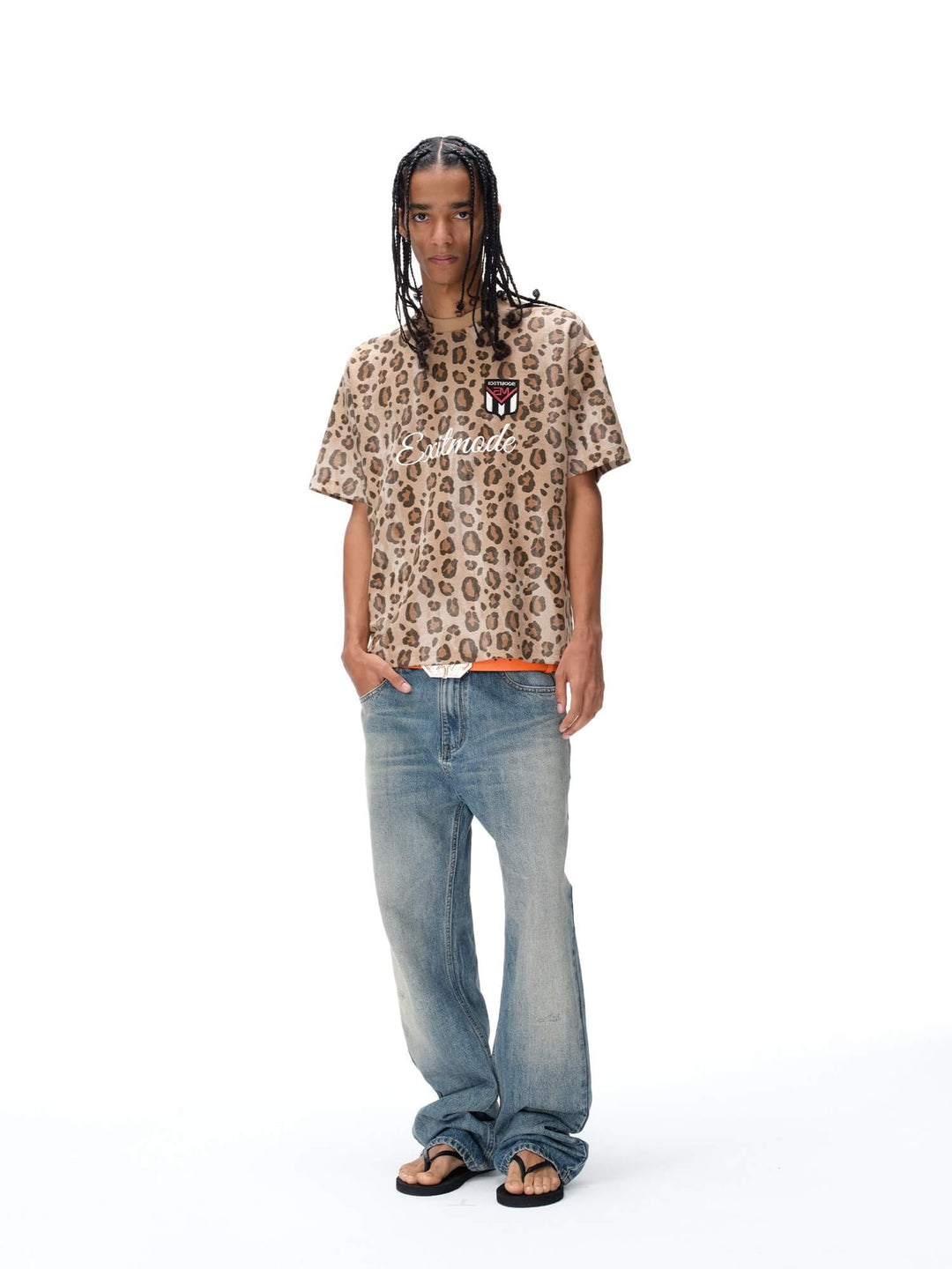 EXITMODE BY BLIND NO PLAN Leopard Print Emblem Patch Short Sleeve Tee | Face 3 Face