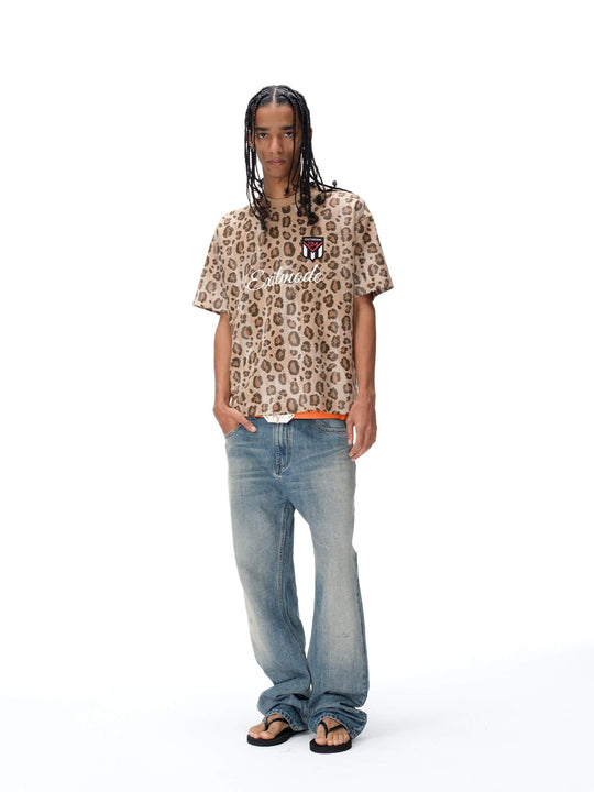 EXITMODE BY BLIND NO PLAN Leopard Print Emblem Patch Short Sleeve Tee | Face 3 Face