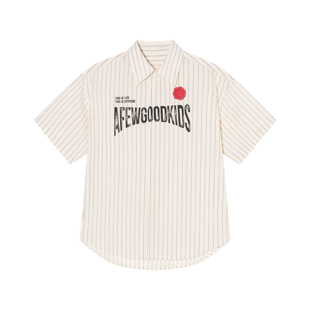 AFGK Striped Logo Print Short Sleeve Shirt | Face 3 Face