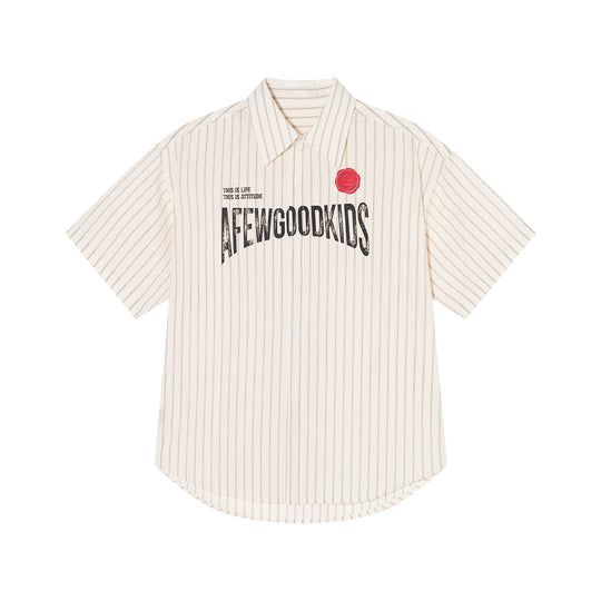 AFGK Striped Logo Print Short Sleeve Shirt | Face 3 Face