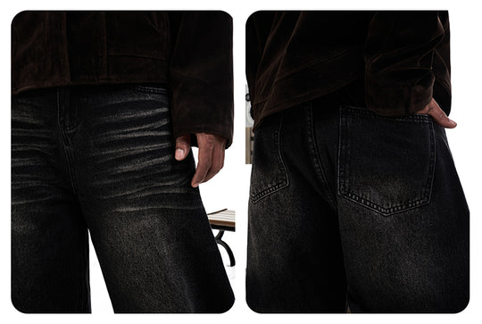 F3F Select Washed Cat Whisker Black Baggy Jeans | Face 3 Face