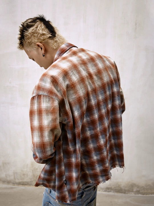 Remedy Gradient Washed Plaid Long Sleeve Shirt | Face 3 Face
