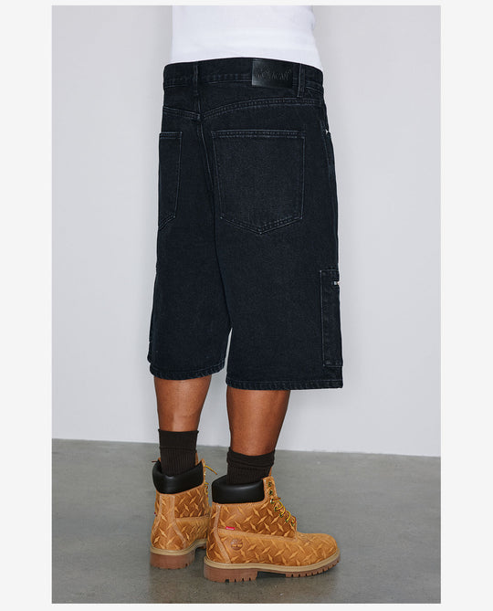 NOVACAM Washed Denim Zip Pocket Work Baggy Shorts | Face 3 Face