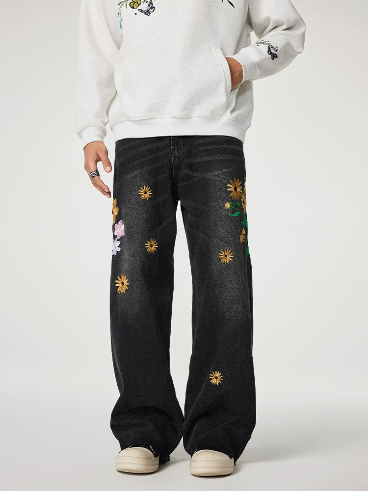 Achock Wash Floral Embroidery Jeans | Face 3 Face