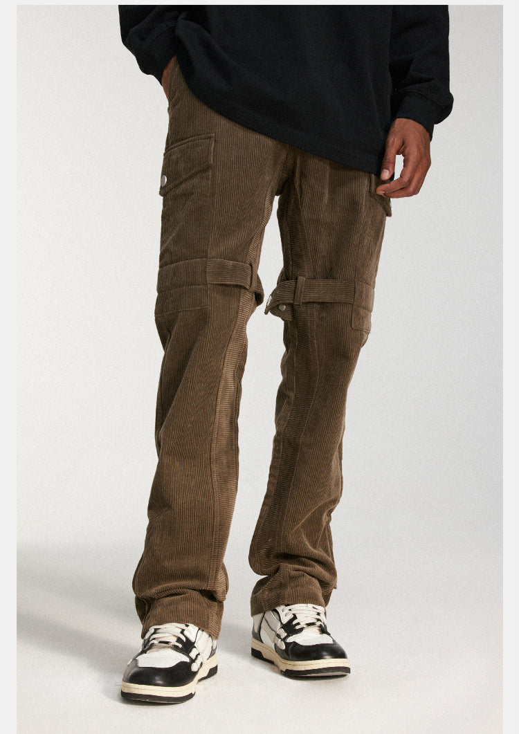 DICETINY Corduroy Leg Zip Work Cargo Jeans | Face 3 Face