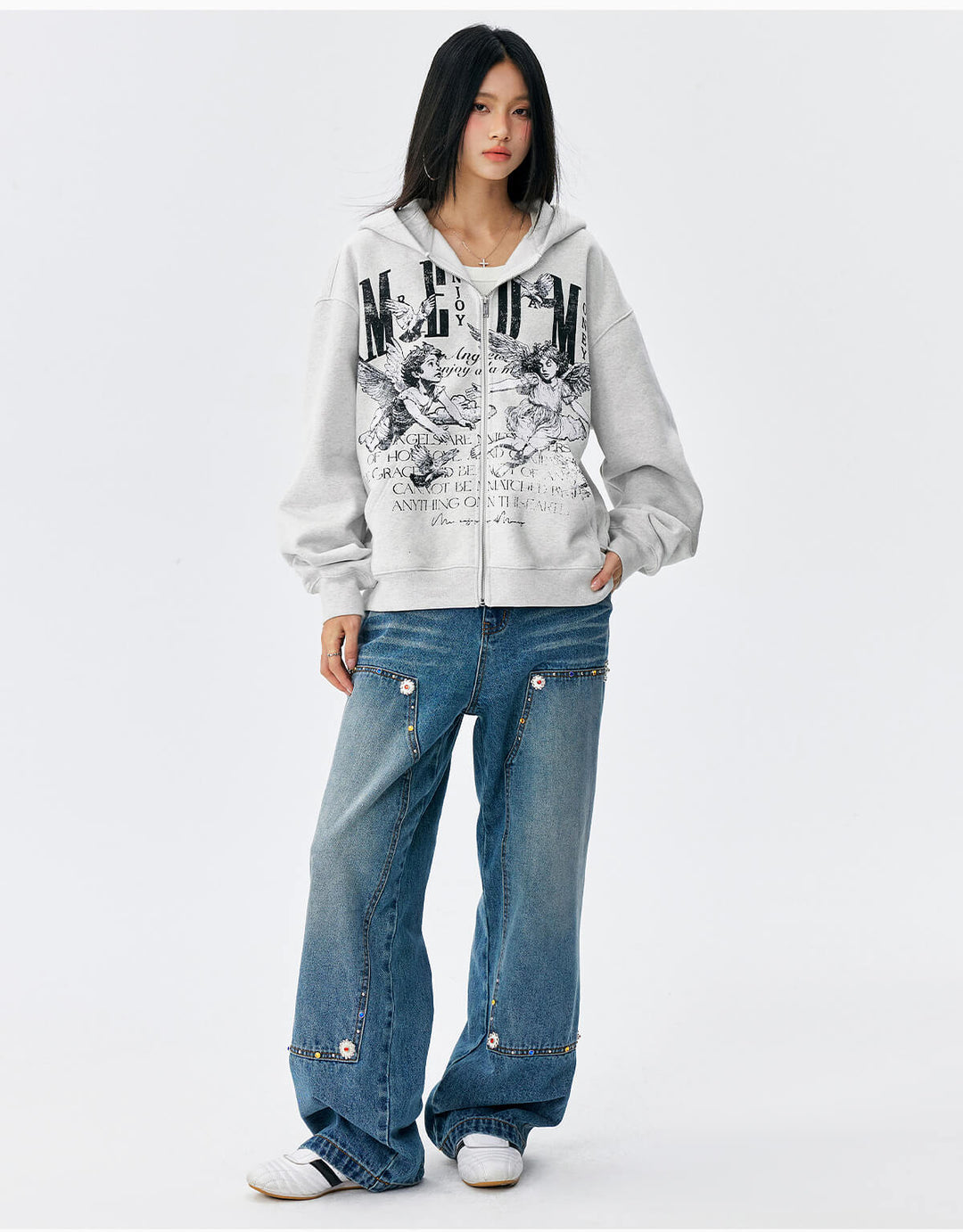 MEDM Angel Patch Zip Up Hoodie | Face 3 Face