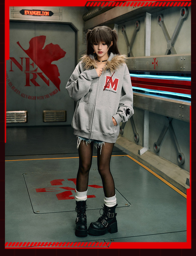 MEDM x EVA Lilith Removable Fur Zip-Up Hoodie | Face 3 Face