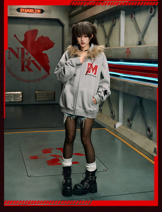 MEDM x EVA Lilith Removable Fur Zip-Up Hoodie | Face 3 Face