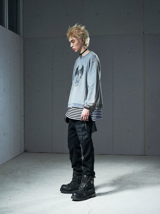 VENTUREK Washed Destruction Printed Sweatshirt | Face 3 Face