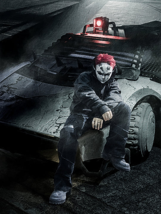 UNDERWATER Aged Silhouette Shirred Biker Armor Zip-Up Hoodie | Face 3 Face