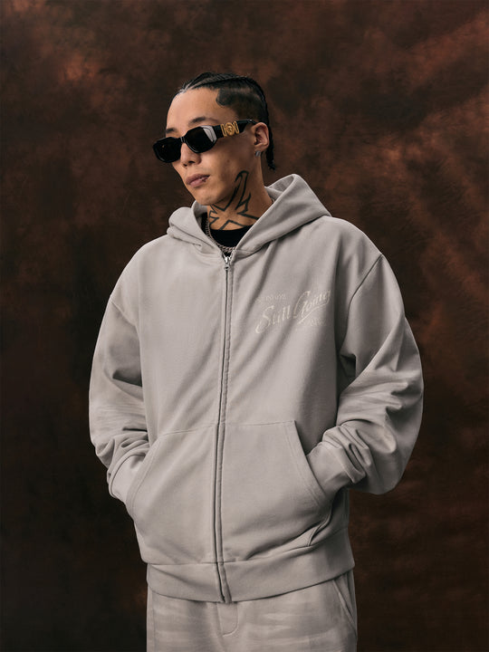 1807 Angel Print Aged  Zip Up Hoodie | Face 3 Face