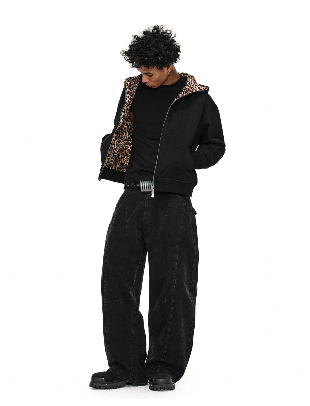 ANTIDOTE Leopard Print Lined Double-Zip Hoodie | Face 3 Face