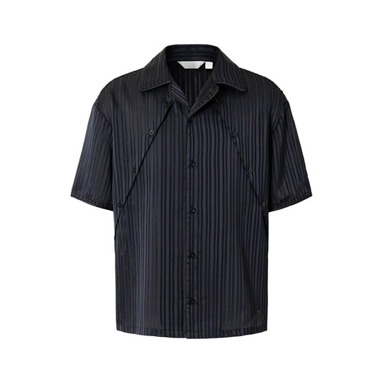 YADcrew Shiny Satin Striped Short Sleeve Shirt | Face 3 Face