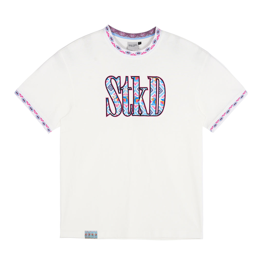Small Town Kid STKD Embroidered Ethnic Pattern Pearl Tee | Face 3 Face