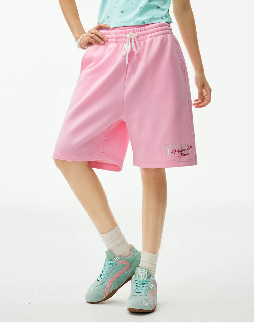 MEDM Colorful Logo Embroidered Sweat Shorts | Face 3 Face