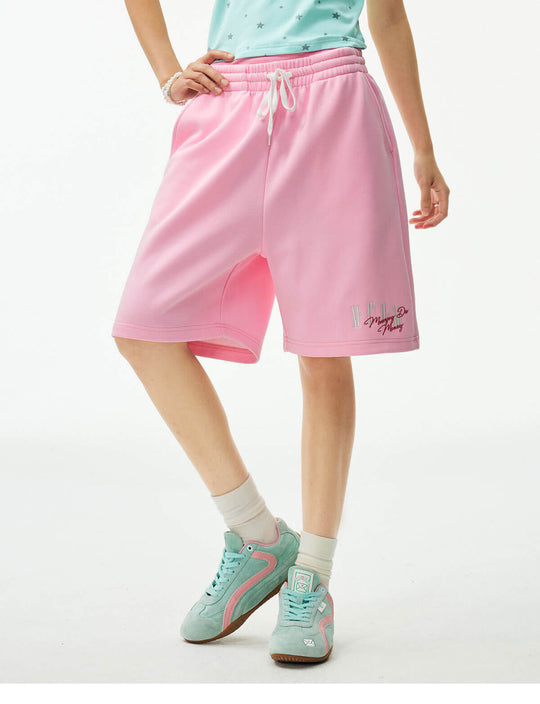MEDM Colorful Logo Embroidered Sweat Shorts | Face 3 Face
