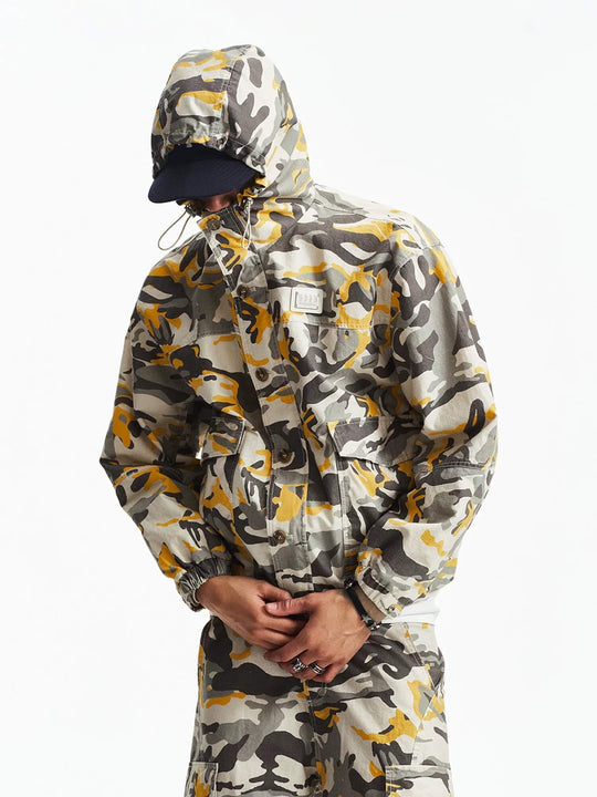 MEDM Custom Color Blocked Camo Hooded Jacket | Face 3 Face