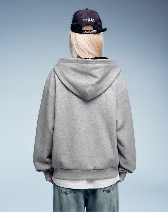 MEDM Contrast Hood Lining Zip Up Hoodie | Face 3 Face