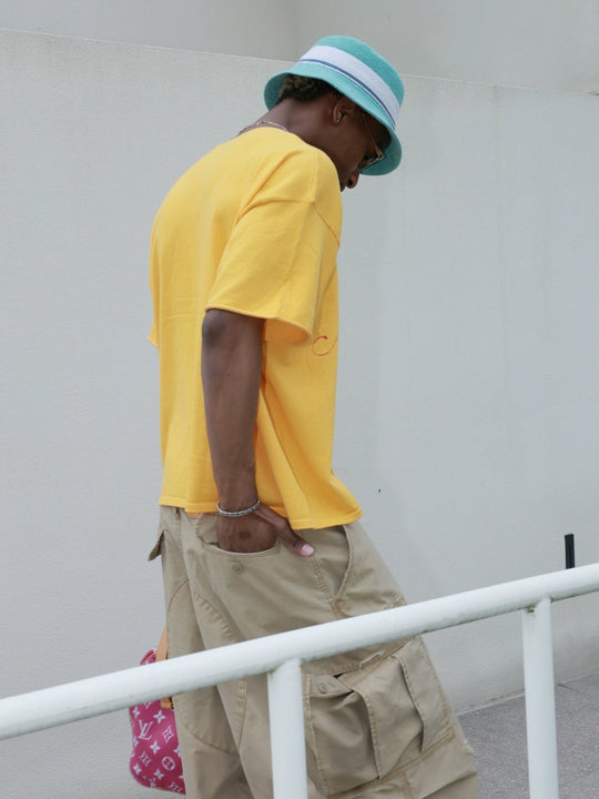 STEEPC Contrast Old Print Boxy Knit Tee | Face 3 Face