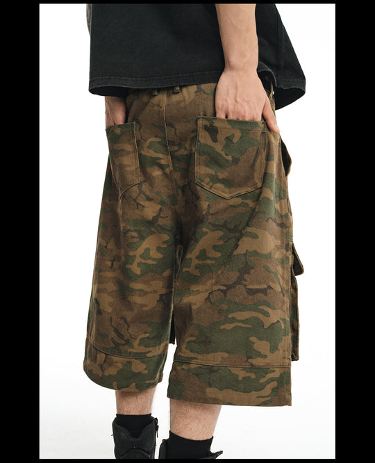 NOVACAM Camouflage & Black Baggy Work Cargo Shorts | Face 3 Face