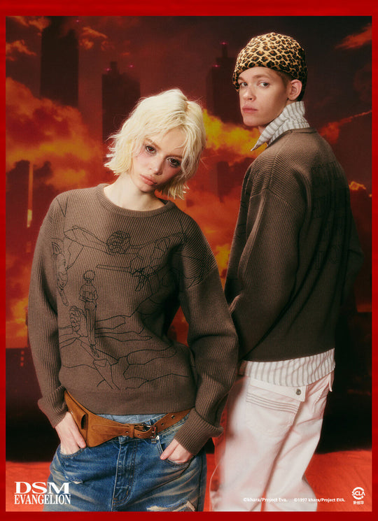 DSM x EVA Kaworu Inspired Print Knit Sweater | Face 3 Face