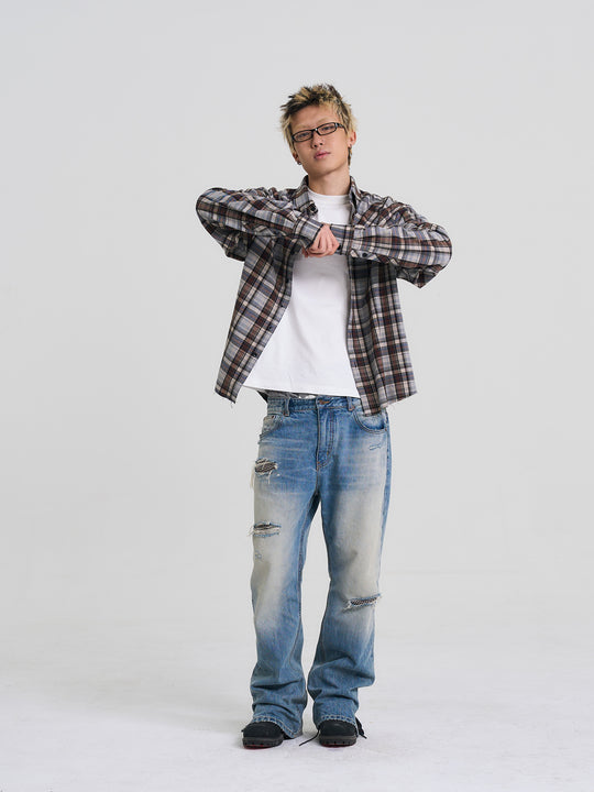 EVILKNIGHT(EK) Plaid Long Sleeve Western Shirt | Face 3 Face