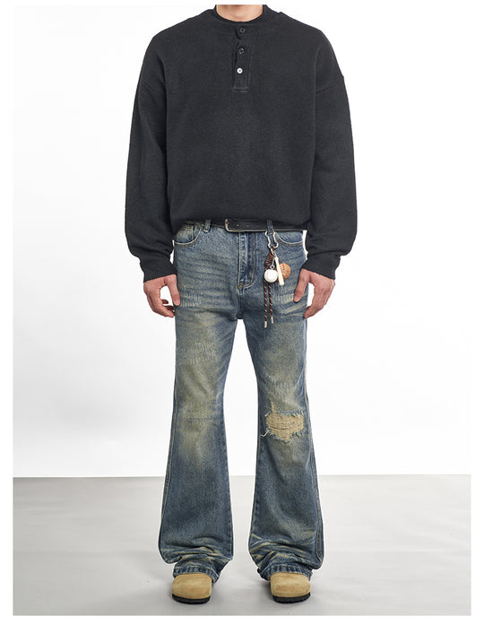 F3F Select Needle Embroidery Hole Micro Flare Jeans | Face 3 Face