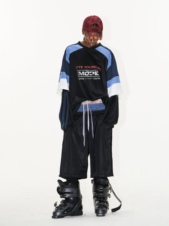 BLIND NO PLAN Colorblocked Double-Layer Jersey Long-Sleeve Tee | Face 3 Face