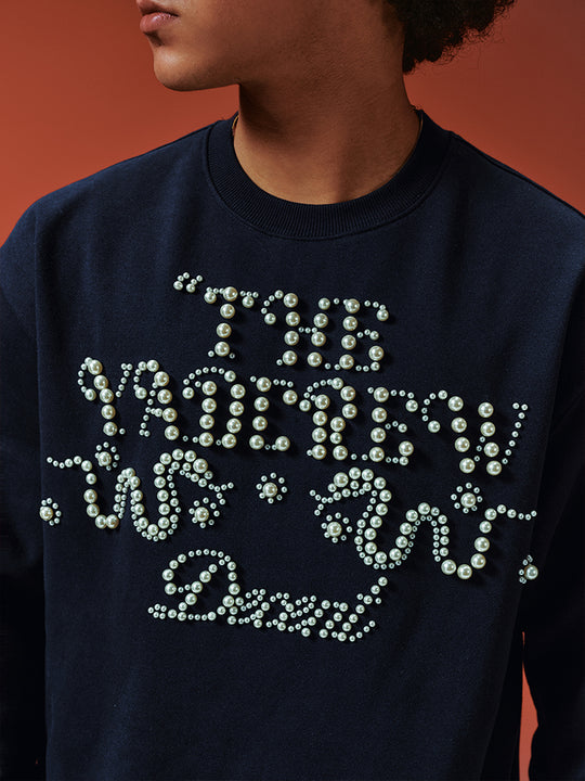 YADcrew Pearl-Embellished Snake Shadow Pattern Sweatshirt | Face 3 Face