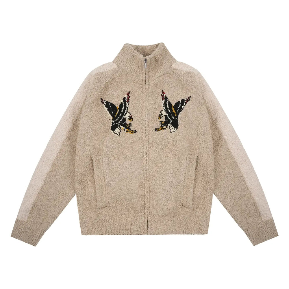 Labt Eagle Embroidered Sherpa Zip Up Jacket | Face 3 Face