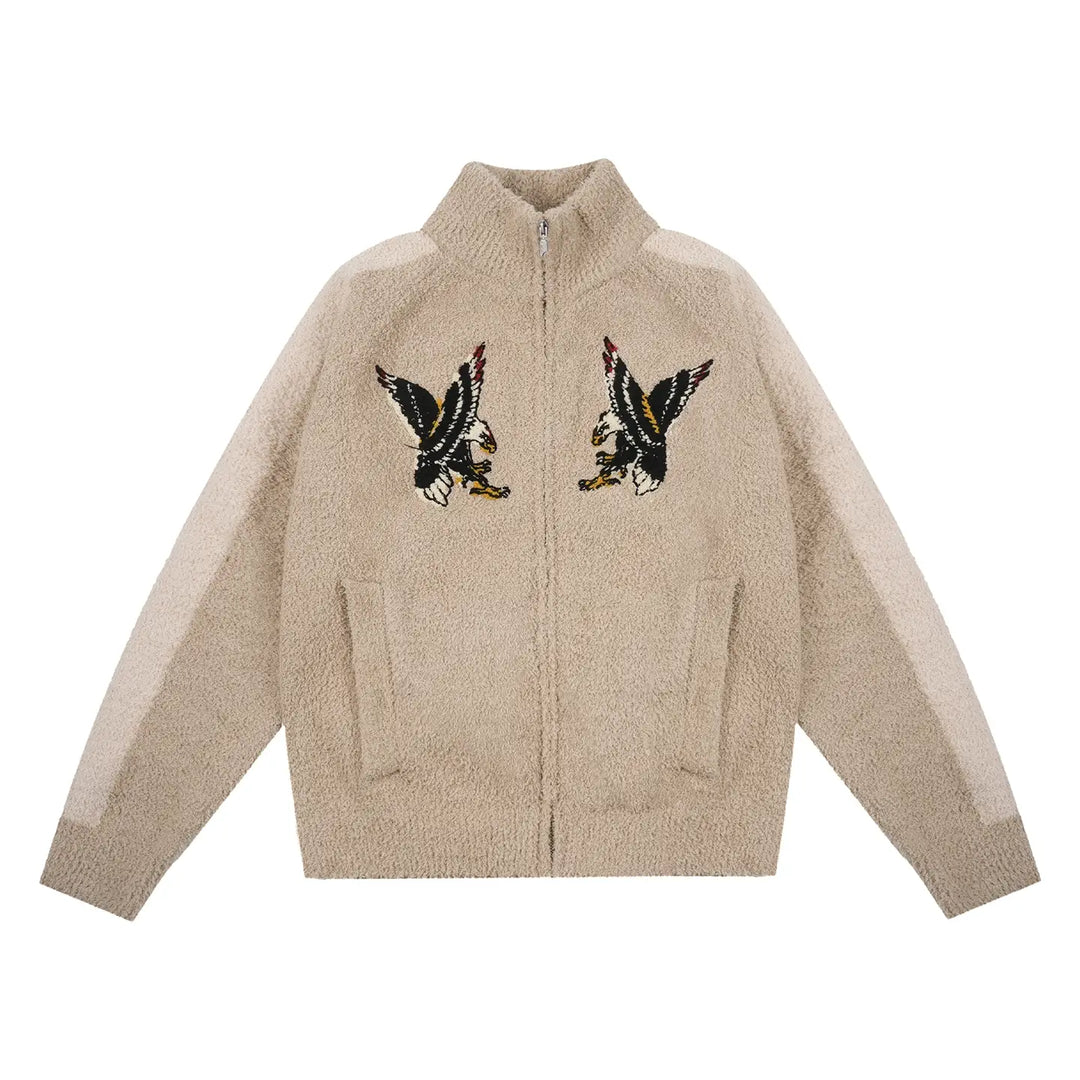 Labt Eagle Embroidered Sherpa Zip Up Jacket | Face 3 Face