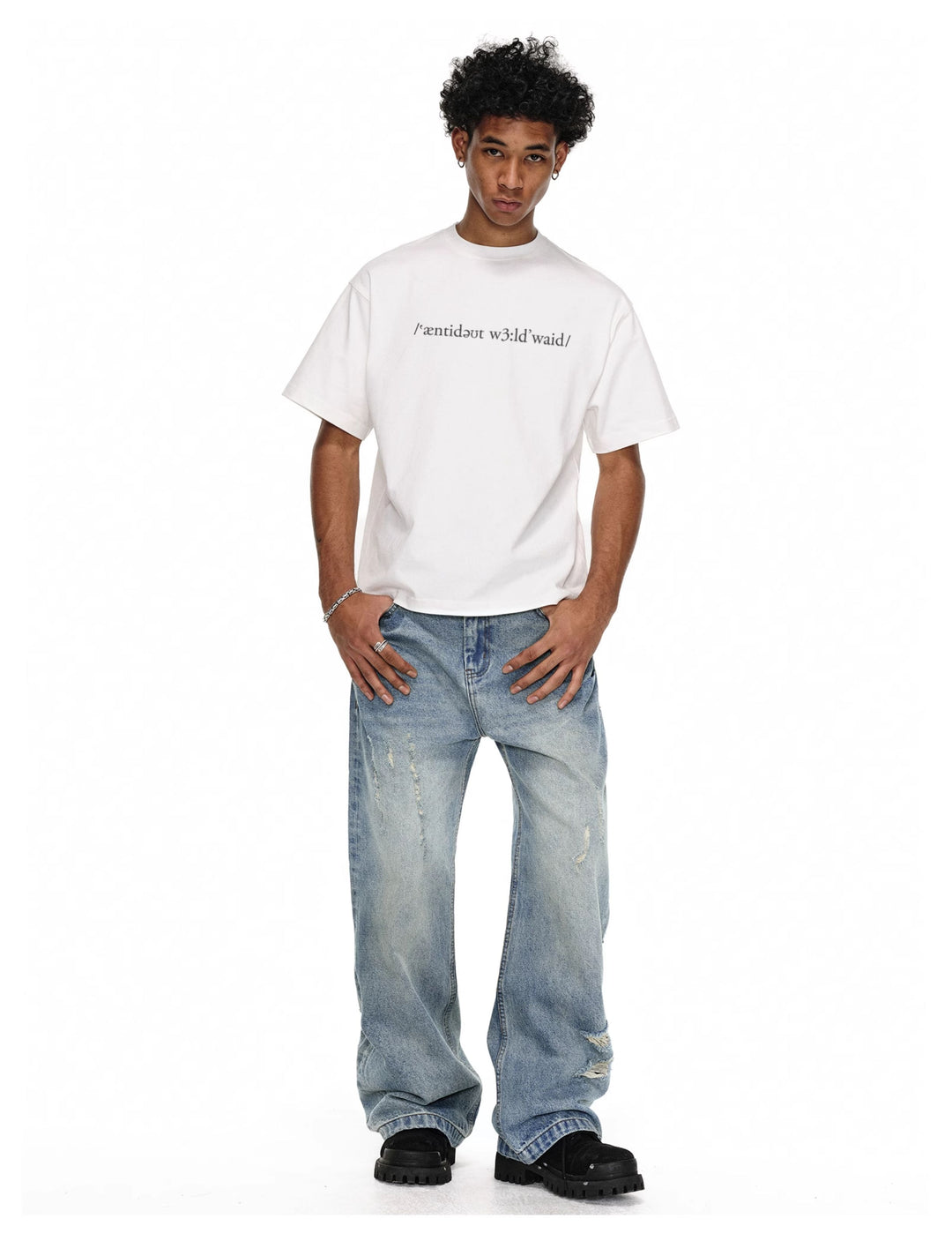 ANTIDOTE Destruction Scratches Washed Ice Blue Jeans | Face 3 Face