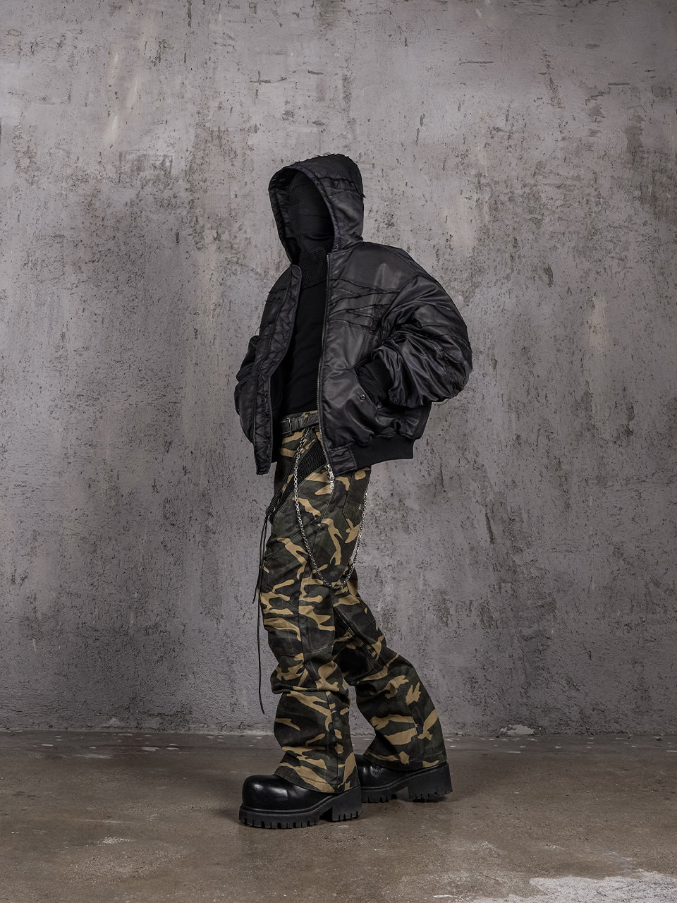 UNDERWATER Navy Bandage Deconstructed Dirty Dyed MA-1 Bomber Jacket | Face 3 Face