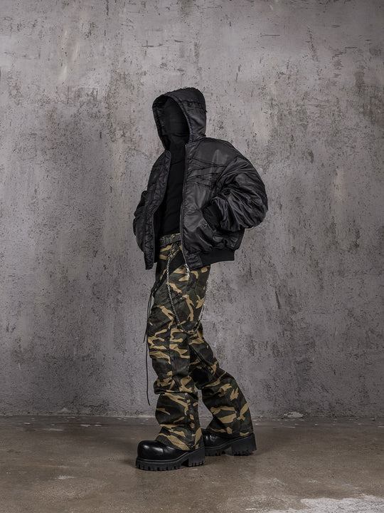 UNDERWATER Navy Bandage Deconstructed Dirty Dyed MA-1 Bomber Jacket | Face 3 Face