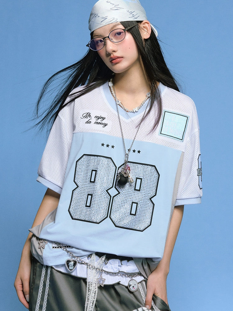 MEDM 88 Numbered Rhinestone Mesh Jersey | Face 3 Face