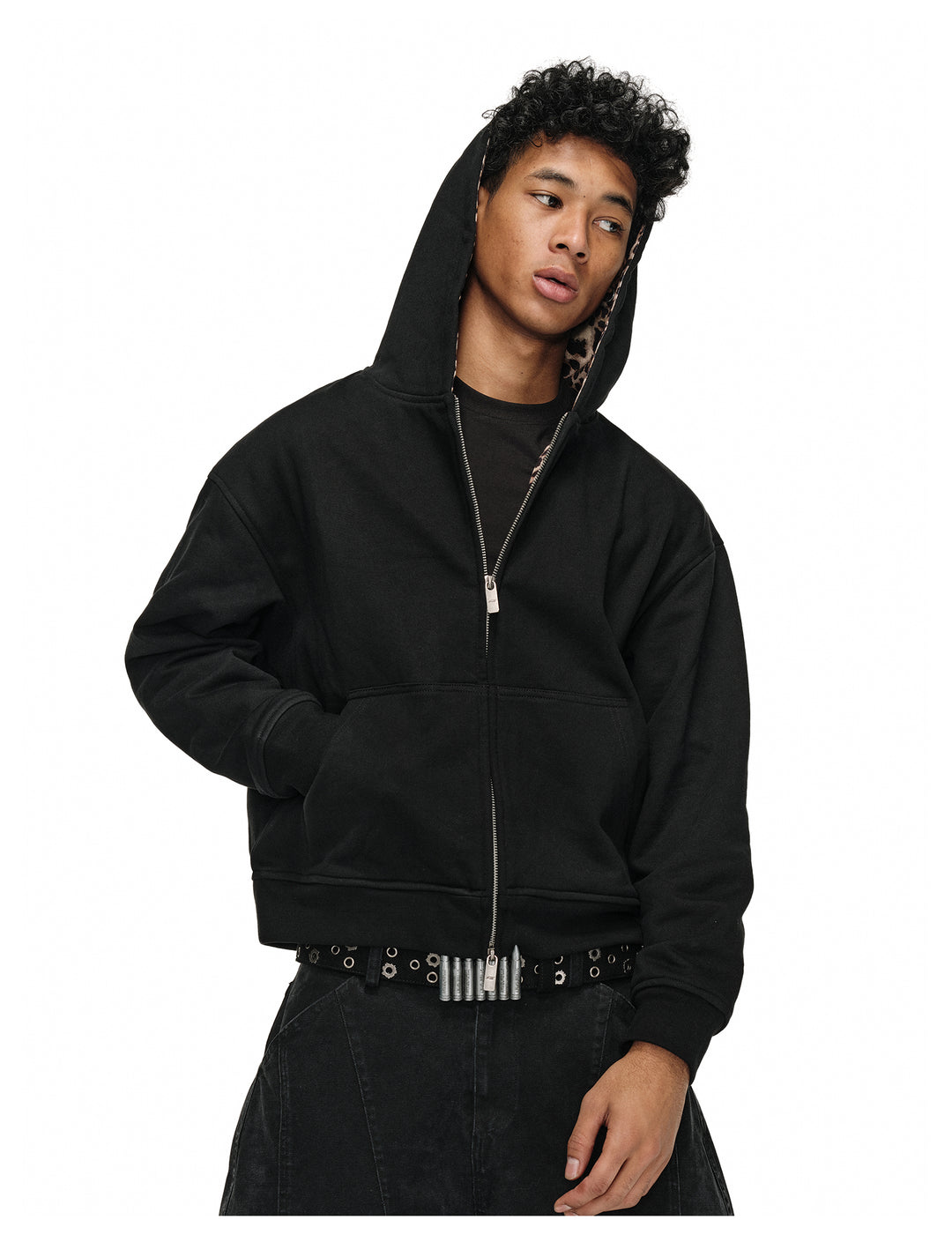 ANTIDOTE Leopard Print Lined Double-Zip Hoodie | Face 3 Face