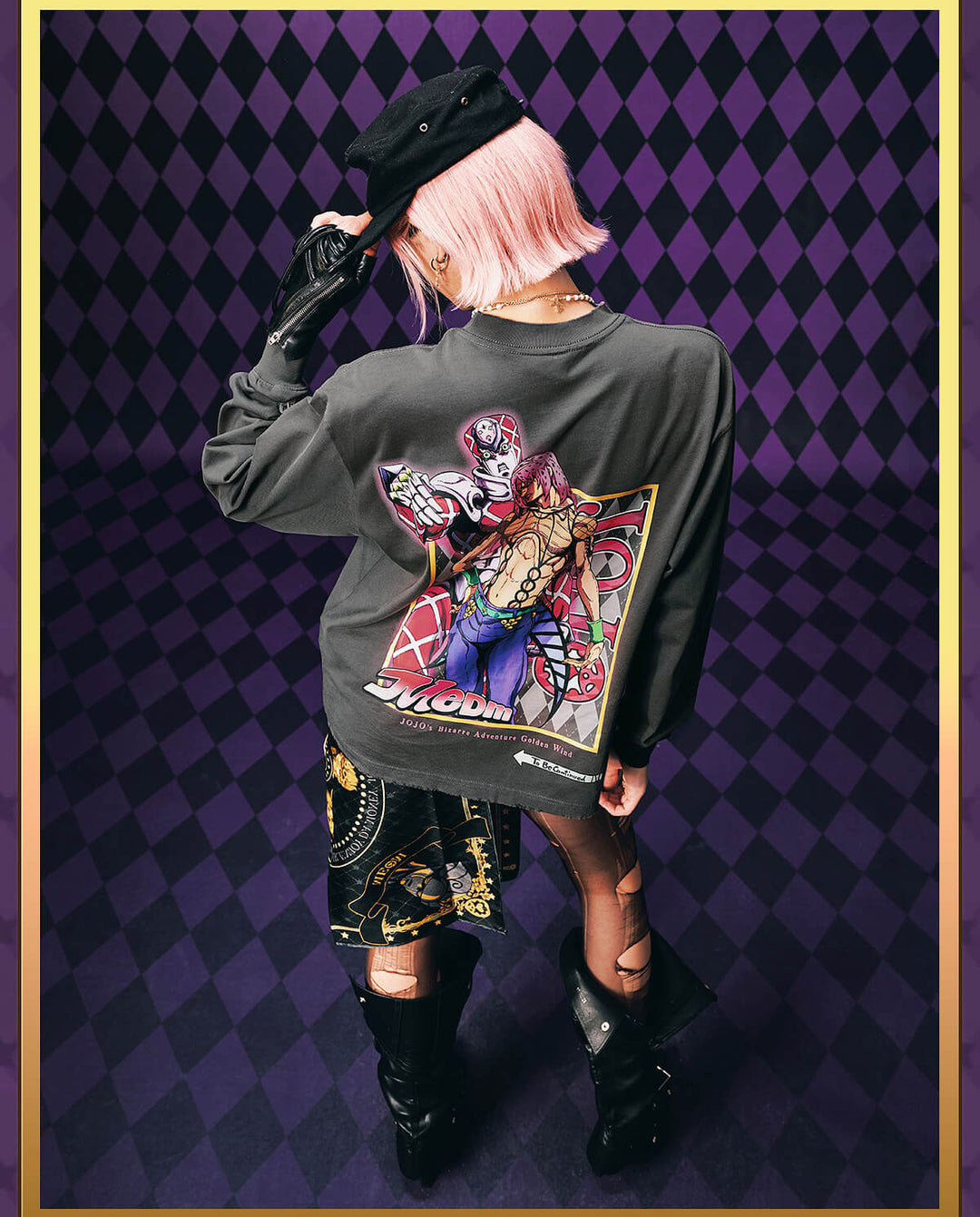 MEDM × JOJO Washed Distressed Character Print Long Sleeve Tee | Face 3 Face