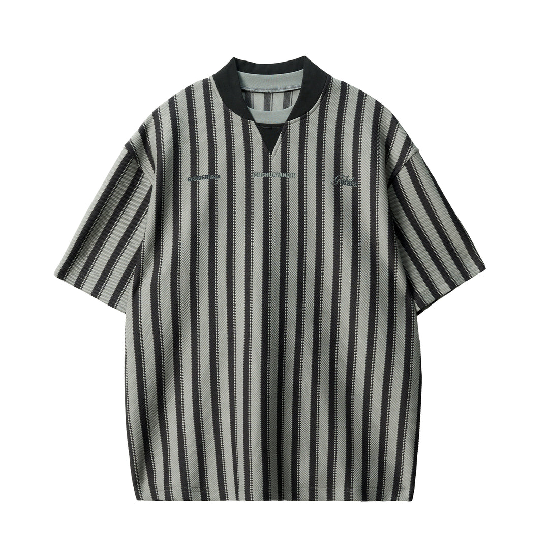 JHYQ Layered V-neck Striped Tee | Face 3 Face