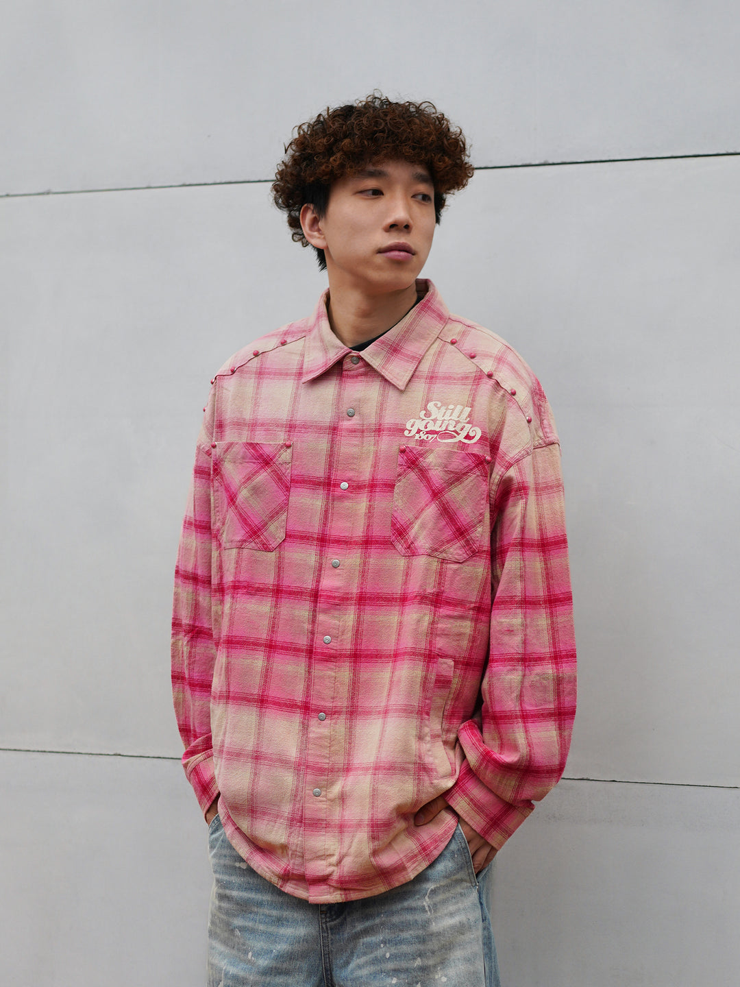 1807 Flannel Brushed Onyx Buttoned Plaid Long Sleeve Shirt  | Face 3 Face