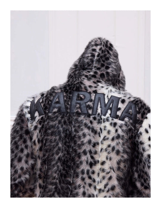 KARMANISTIC Leopard Fur Hooded Jacket | Face 3 Face