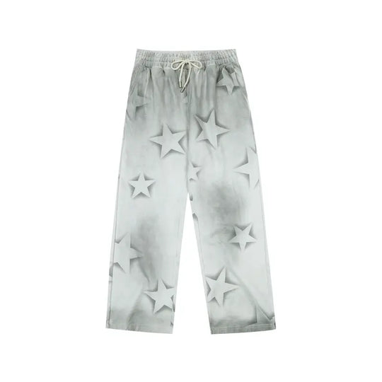 MEDM All Over Star Print Washed Sweatpants | Face 3 Face
