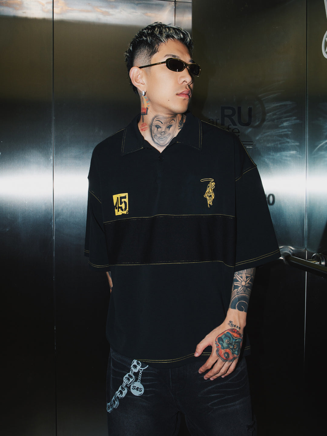 S45 War Horse Flocking Stitching 3D Embroidery Polo | Face 3 Face