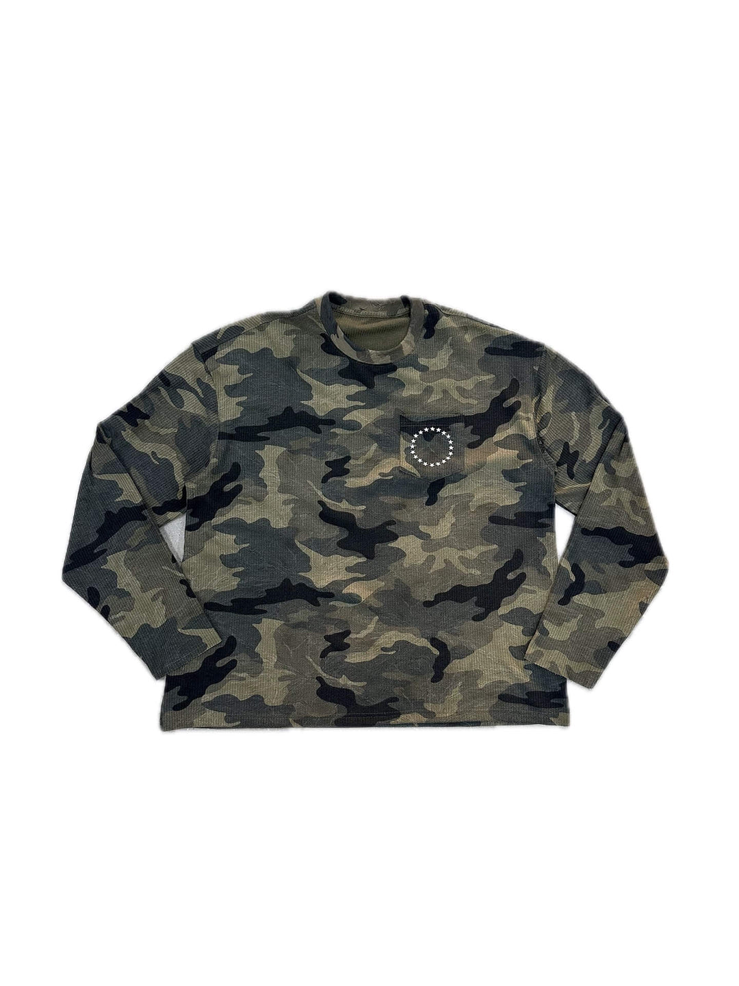 LIBERAFIT Vintage Camo Leopard Waffle Star Embroidered Long Sleeve Tee | Face 3 Face