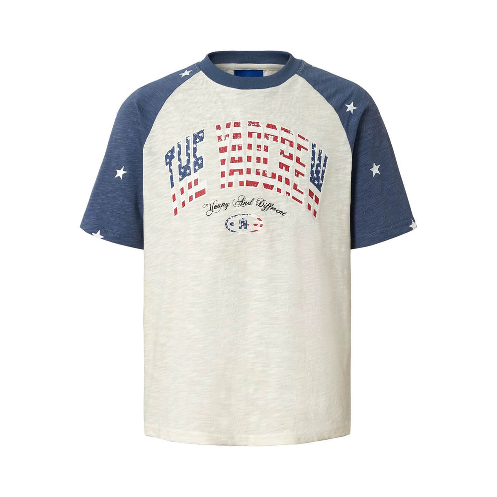 YADcrew American Star Print Raglan Color Block Tee | Face 3 Face