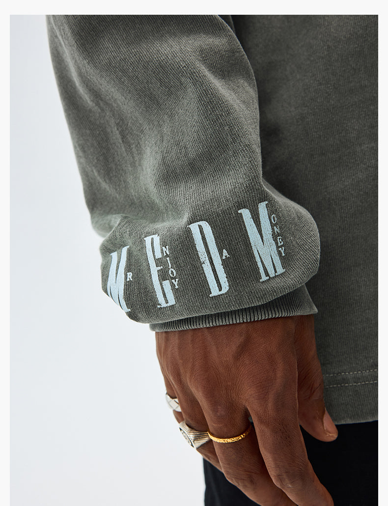 MEDM Flame Bones Graphic Washed Long Sleeve Tee | Face 3 Face