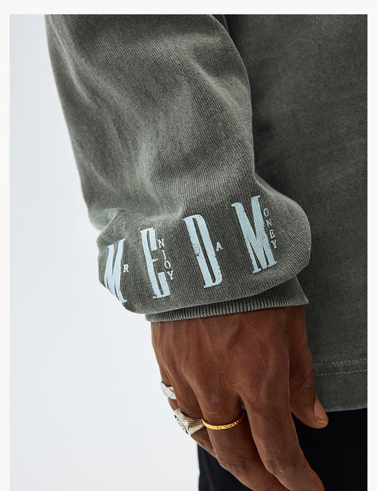 MEDM Flame Bones Graphic Washed Long Sleeve Tee | Face 3 Face